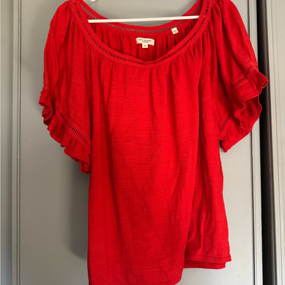 Max Studio Vibrant Red Blouse